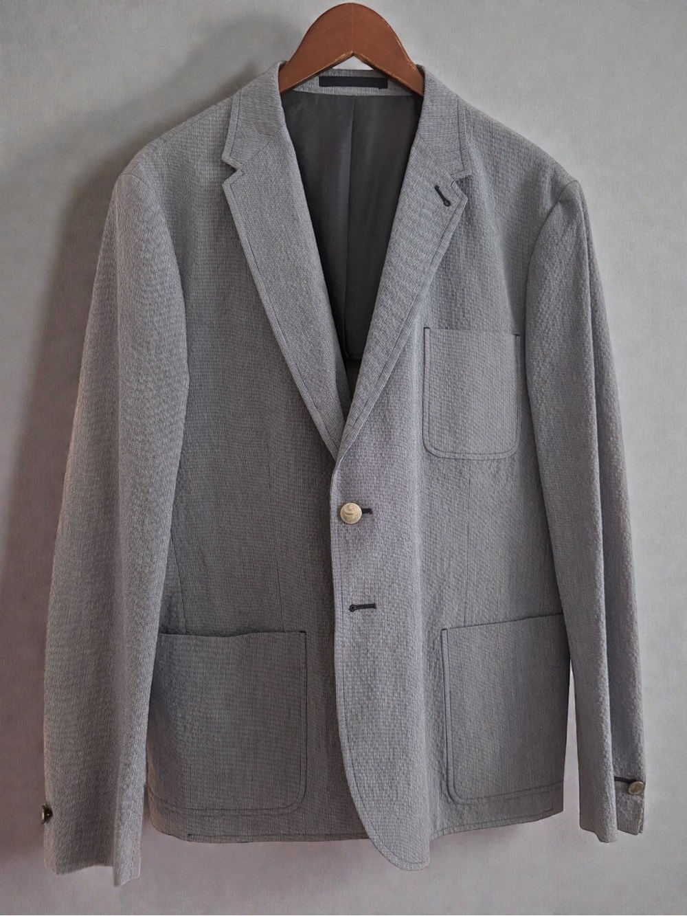 PS Paul Smith Blue Textured Patch-Pocket Blazer